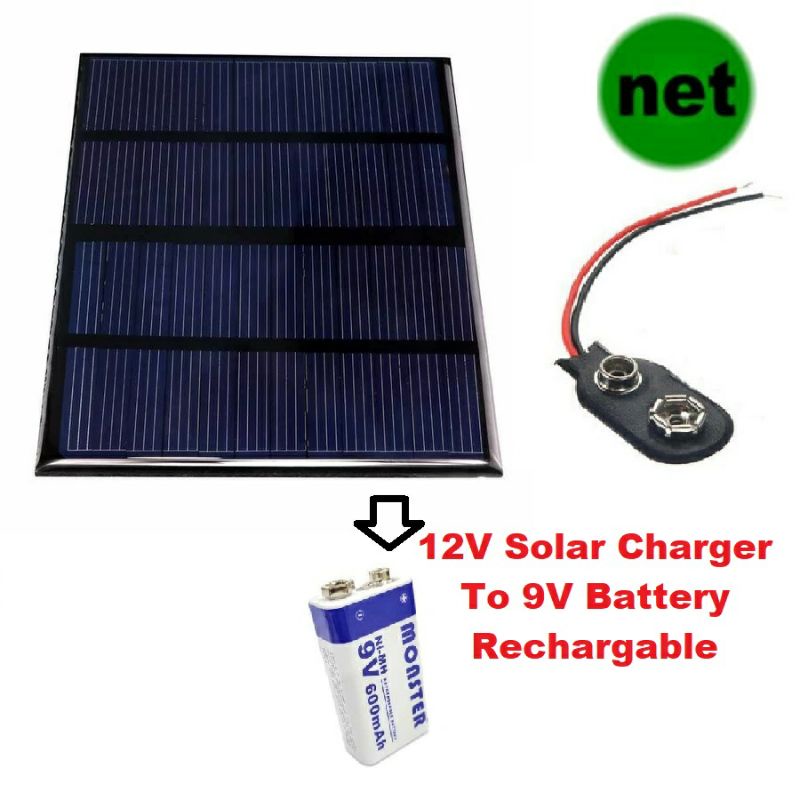 Paket Modul Kit Solar Charger Tenaga Surya 12V DIY Ke Baterai 9V Isi Ulang Rechargable