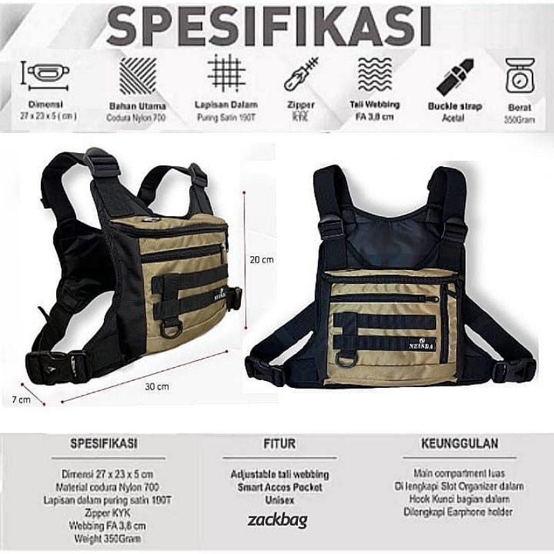 Tas dada Pria terbaru Black Yellow Chest bag