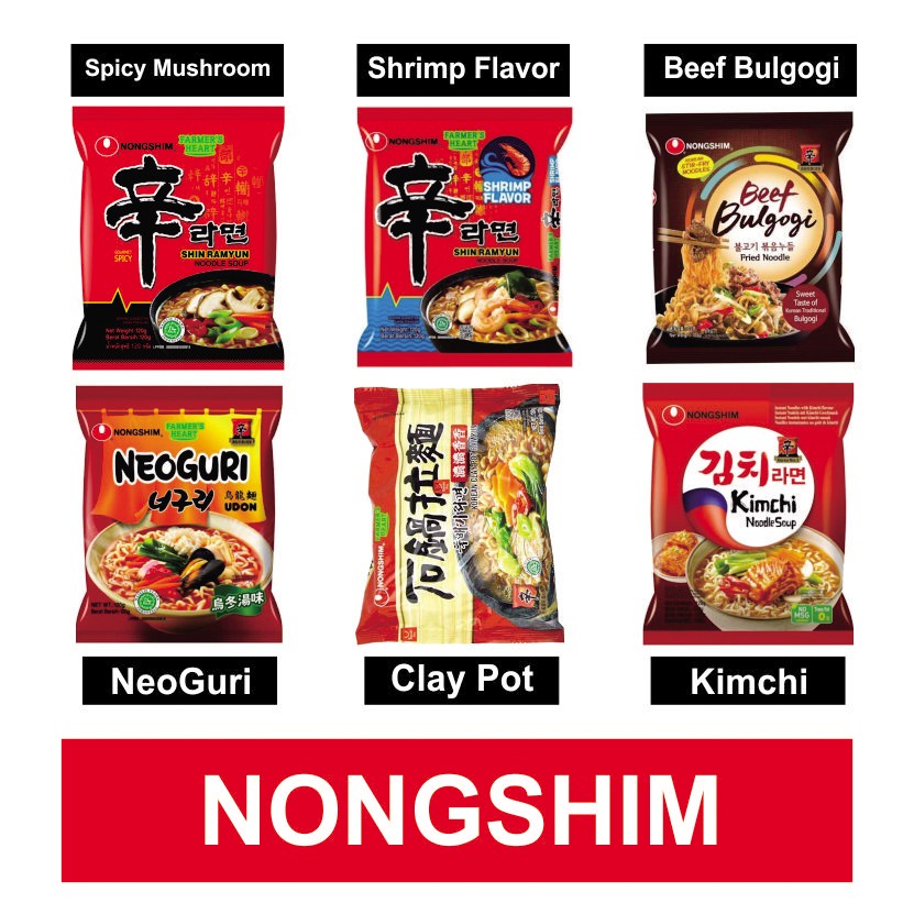 NONGSHIM SHIN RAMYUN HALAL 6 Variant Rasa 120gram