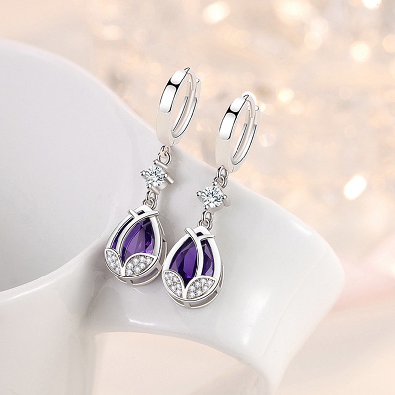 Anting 925 Silver Needle Bentuk Bunga Aksen Kristal Gaya Vintage Untuk Wanita