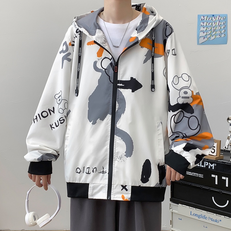 Jaket Pria Model Jaket Hoodie Berkerudung Kerah Bisbol Gaya Kasual Jacket