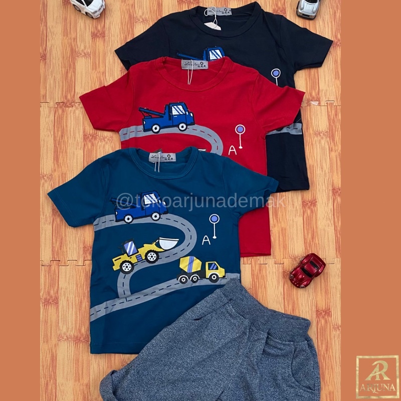 Setelan La Qi Lai gambar Bulldoze untuk anak laki-laki usia 1-2 tahun