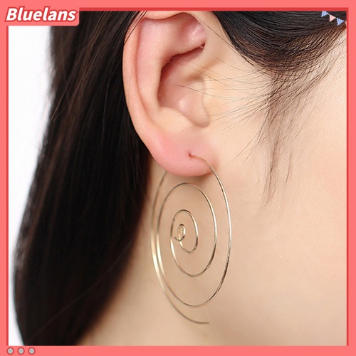 Anting Bentuk Spiral Bulat Lapis Emas Perak Untuk Wanita