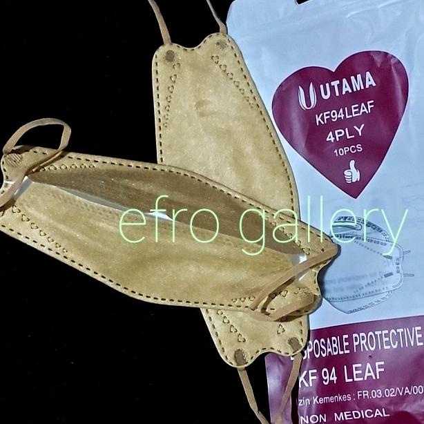 Masker kf94leaf 4ply, model korea warna coklat gold, harga per satuan 90-efrogallery Juara