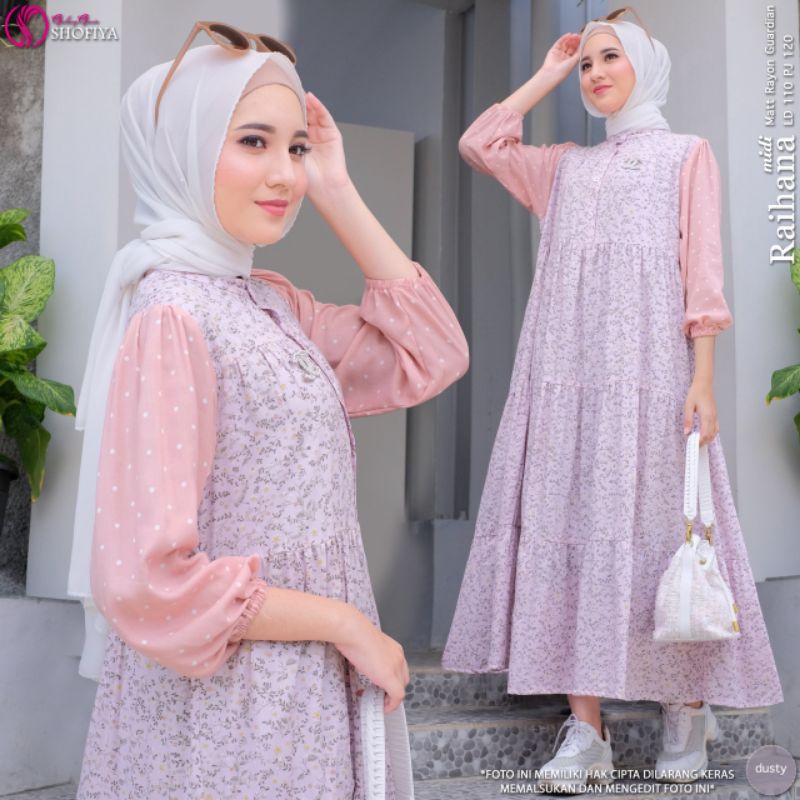 Midi Dress Dewasa / Gamis Midi Remaja Dewasa Motif Bunga Kombinasi / Baju wanita dewasa / Dress Moti