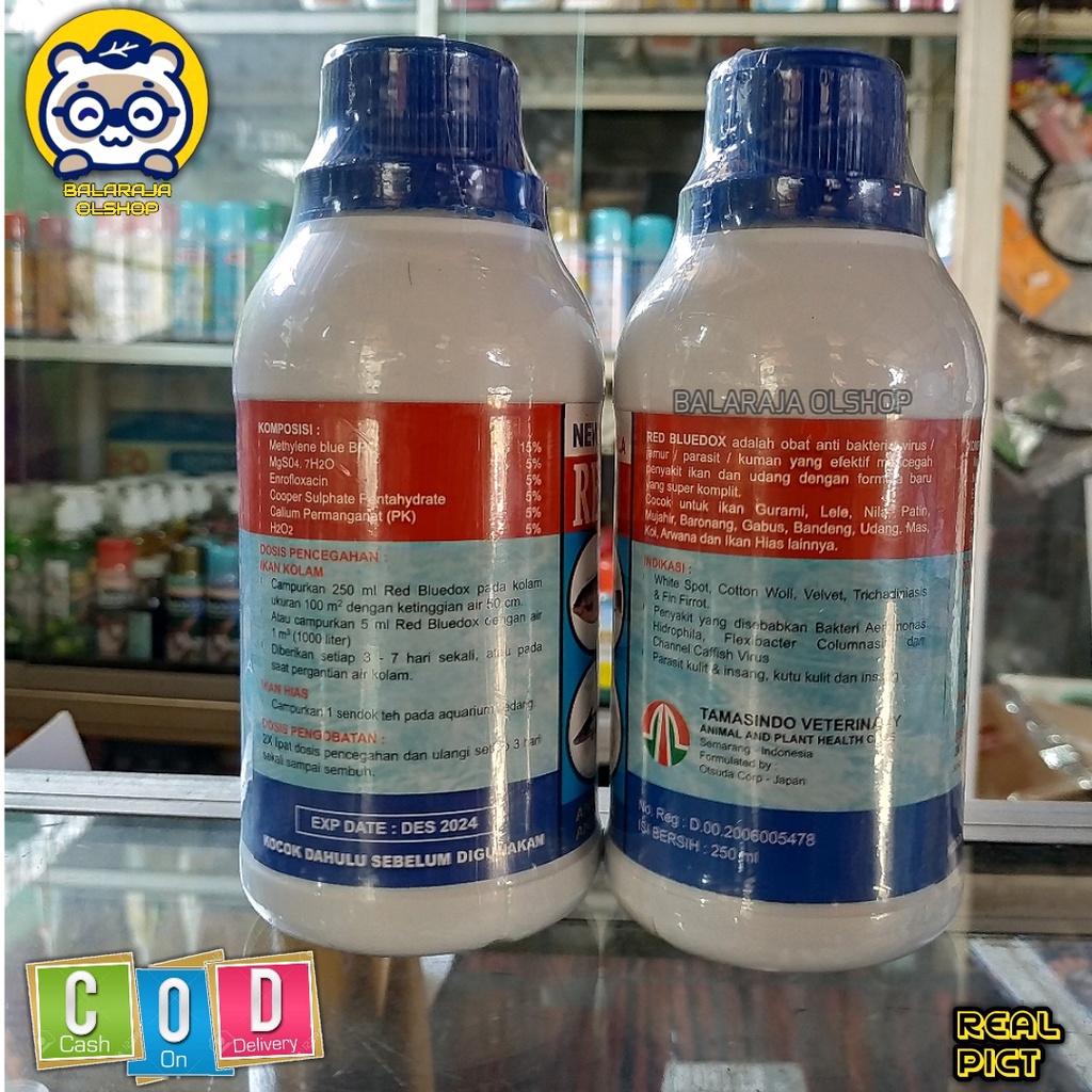 Obat Jamur Ikan Anti Virus Anti Parasit Luka - RED BLUEDOX 250ML