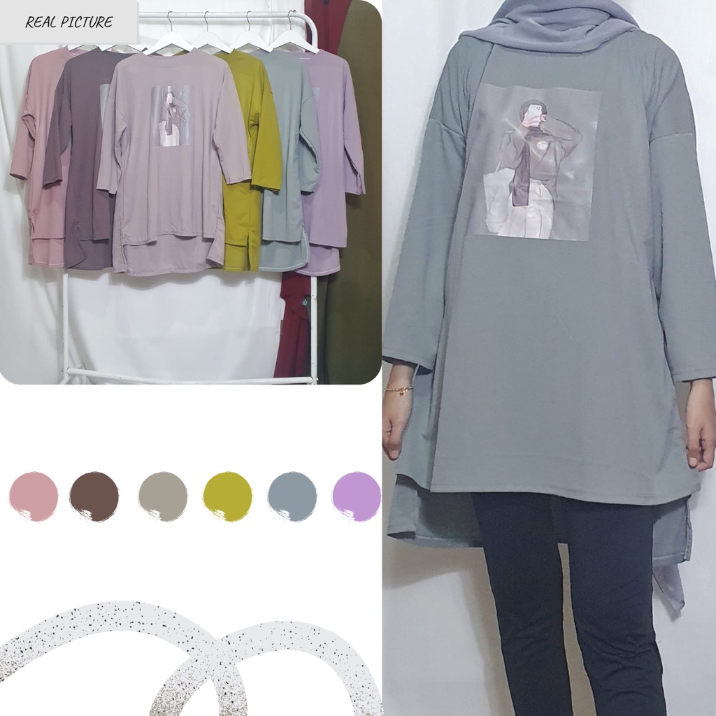 Dailythings Tunik Oversize Adiba Viral Ukuran Fit L sampai XXL LD 118cm PB 73cm