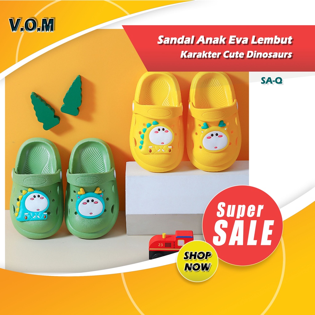 SA-Q Sendal / Sandal Anak Eva Lembut Karakter Cute Dinosaurs 0828