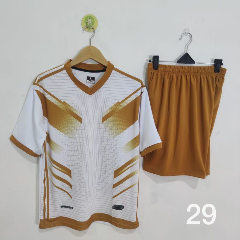 SETELAN FUTSAL DEWASA  SUBLIM PUTIH COKLAT 29 /JERSEY /BAJU TIM SEPAK BOLA