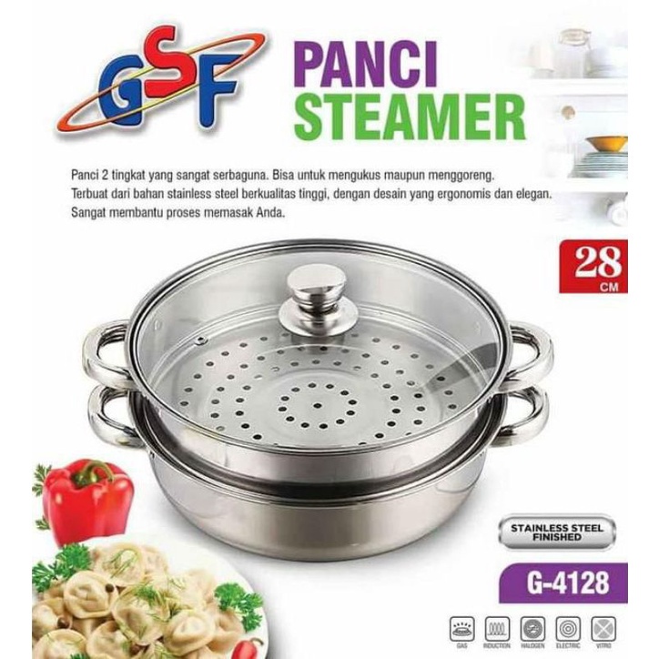 NEW PROMO PANCI STEAMER KUKUS STAINLESS 2 TINGKAT GSF G4128 / PANCI