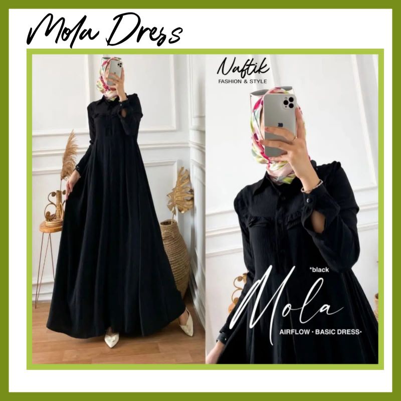 MOLA DRESS GAMIS MUSLIMAH BAHAN CRINKLE AIRFLOW //DRESS CRINKLE //GAMIS CRINKLE // NABTIK
