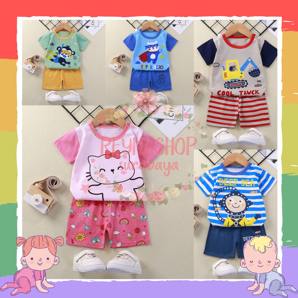 (NFQ-NFZ) Setelan Pendek Anak Fahsion Setelan Main Import HP Baju Santai Anak Motif Lucu