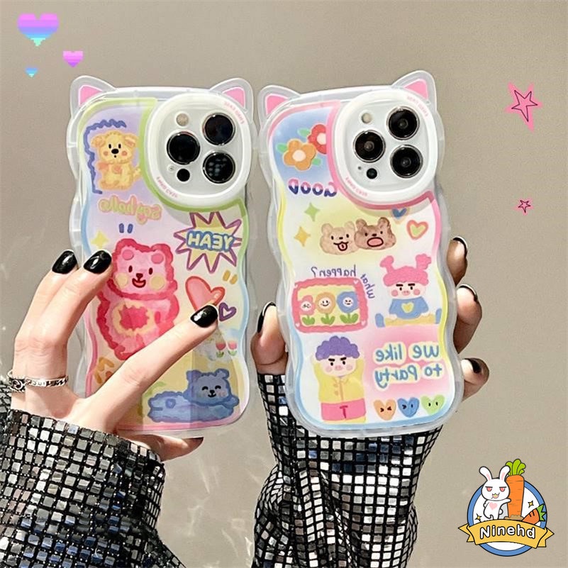 Soft Case Silikon Motif Kartun Graffiti Monster Untuk iPhone 14 13 12 11 Pro Max X Xr Xs Max 8 7 6 6s Plus