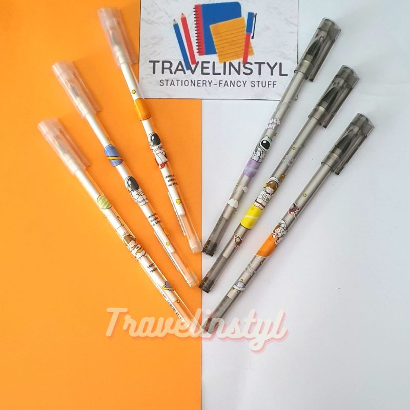 

6pcs Pen Gel Kartun Astronot /Pulpen Gel isi 6pcs