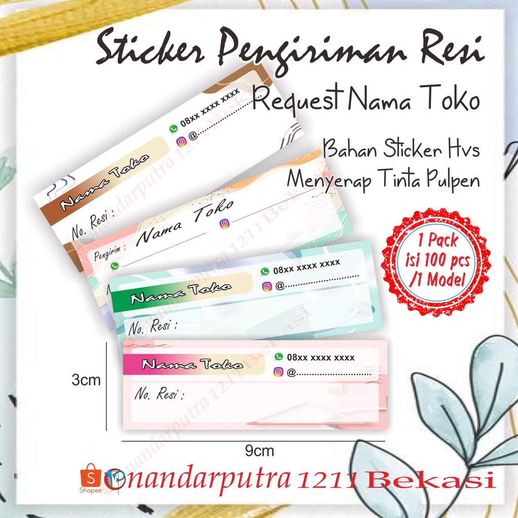 

(100 Pcs) Sticker Resi Kecil Custom / Sticker Resi Pengiriman Olshop