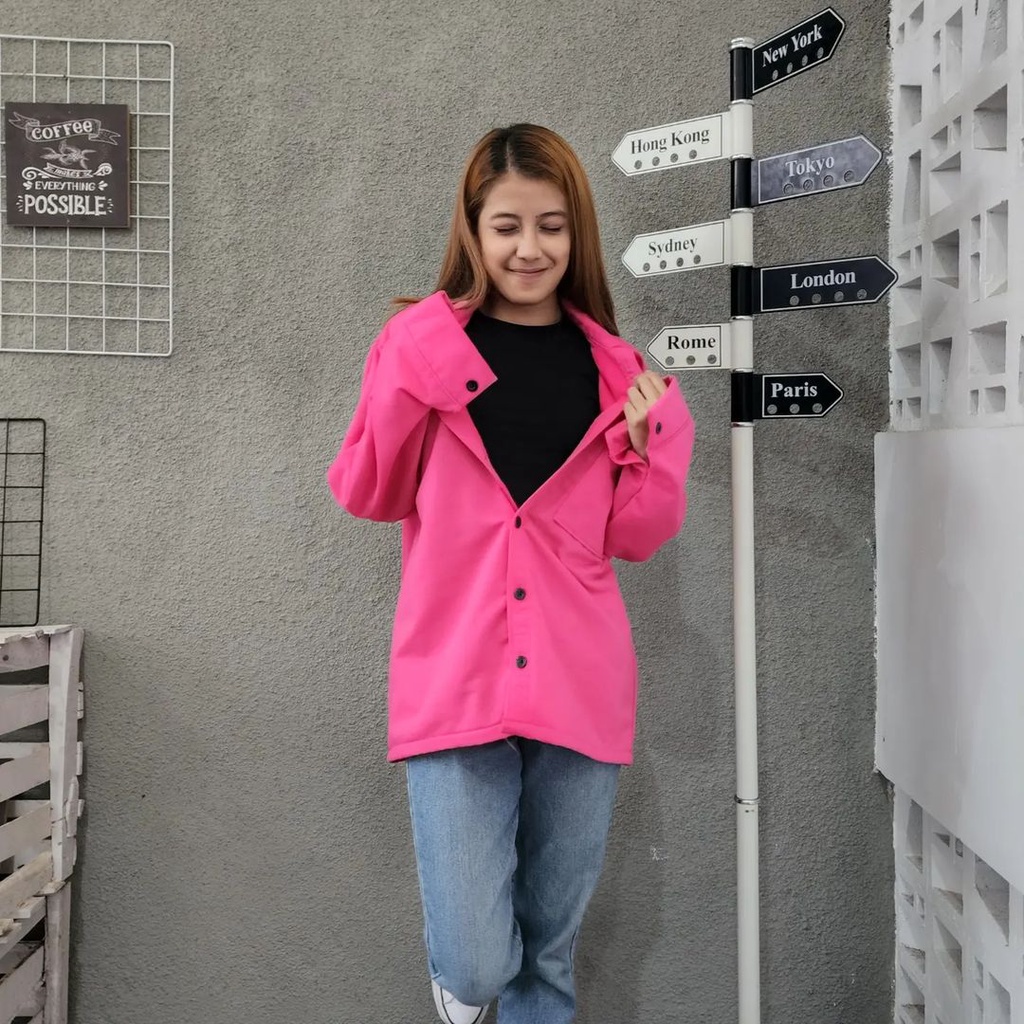 BIG NEWYORK Sweater Crewneck Wanita Oversize Atasan Kemeja Outher Kasual Style FLEECE Tebal Korean OOTD Outfit Kekinian