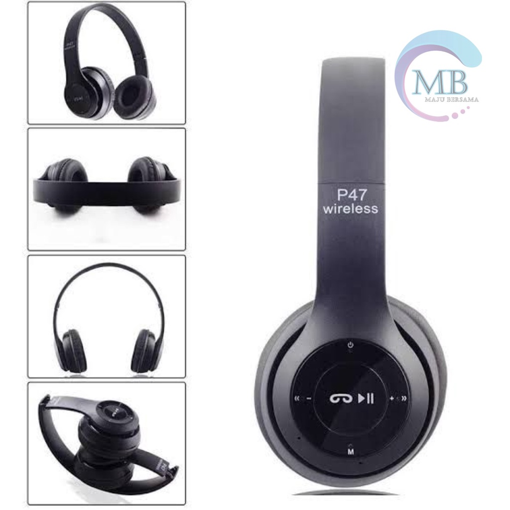 HEADPHONE BLUETOOTH P47 Headset Bando Gaming Lipat Wireless Audio Stereo Super Bass 5.0 EDR Travel MB3897