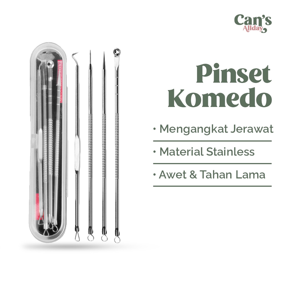 Pinset Komedo 4 Pcs Alat Pencabut Komedo dan Jerawat Blackhead Stainless