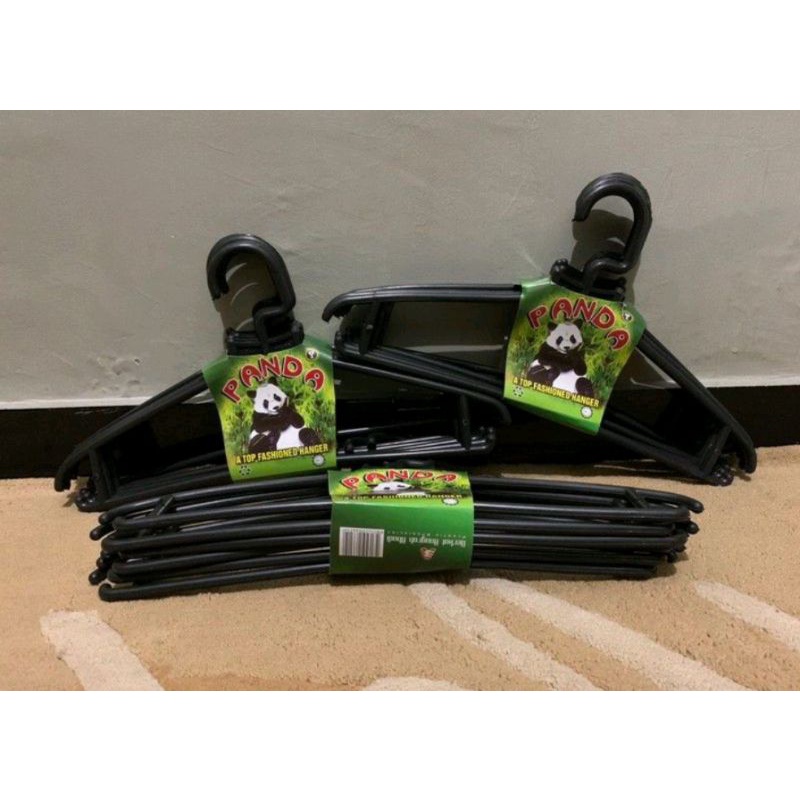 Kastok hitam merek Panda / kastok hitam merek JD / gantungan baju