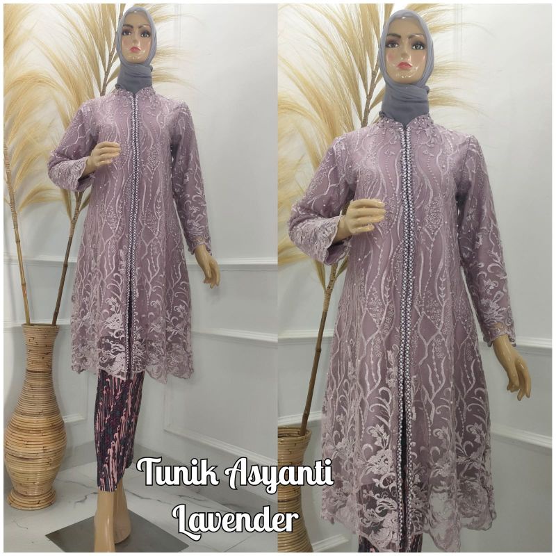 Setelan Kebaya Tunik Asyanti DJ / Kebaya Tunik Payet Modern / Kebaya Brukat Pesta Kekinian / Kebaya Wisuda / Kebaya Busui