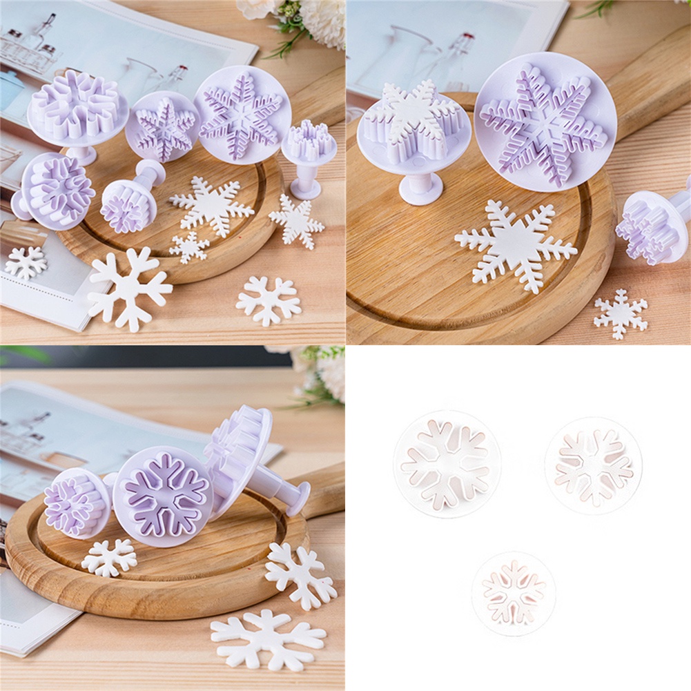 3 Pack Cetakan Kue Kering Fondant Bentuk Snowflake Natal Untuk Rumah Tangga