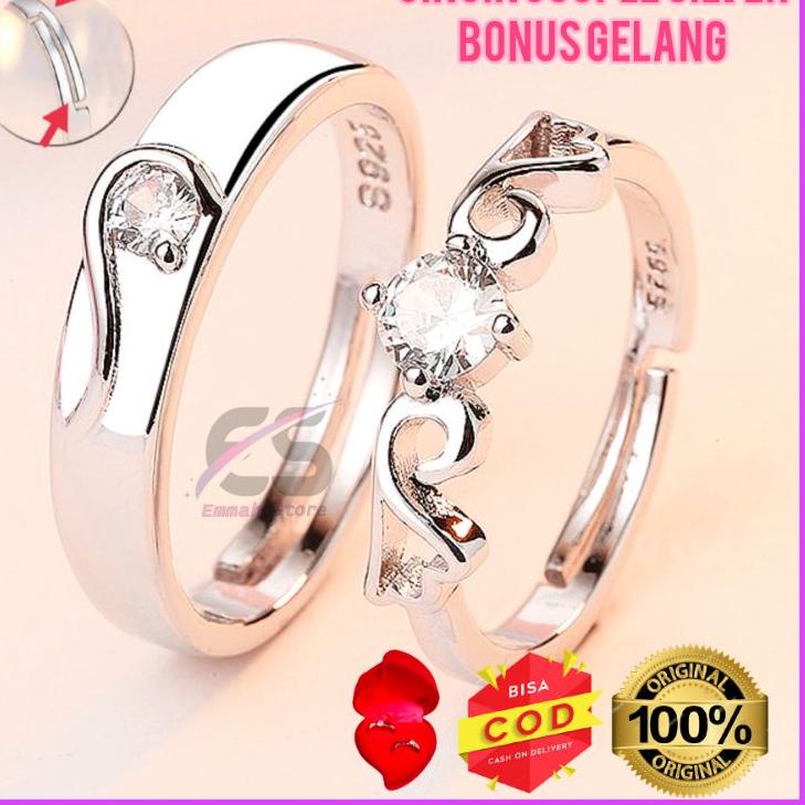 Borong Terkini Cincin Couple Silver S925 Cicin Nikah Perak 925 Ring Pria Wanita Anti Karat Adjustabl