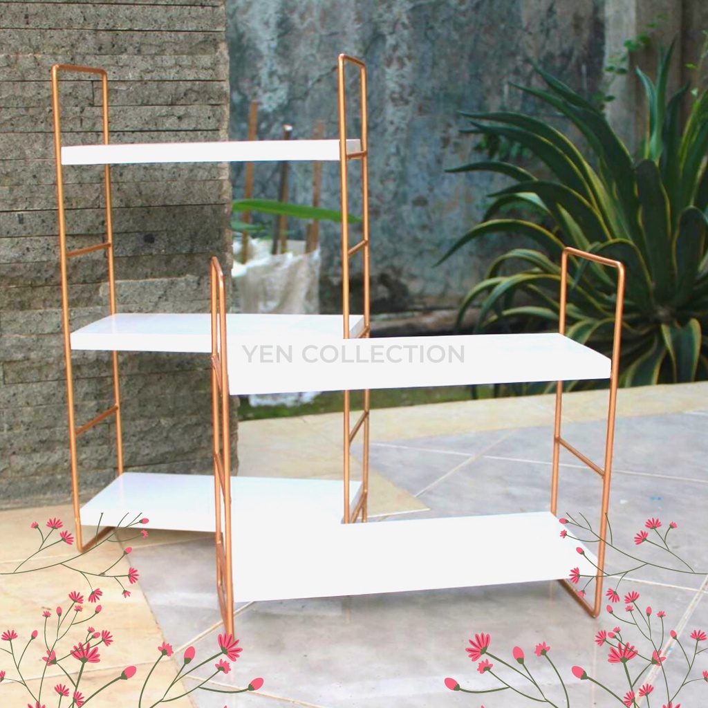 Yen Rak Make Up Nakas Minimalis Nakas Mini 2 Susun 3 Susun Rak Besi dan Kayu