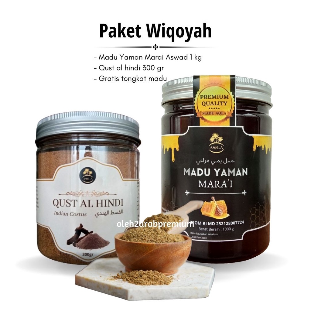 

Paket Wiqoyah Madu Yaman Marai 1kg dan Qusthul Hindi 300gr Paket Hemat Madu Asli Madu Yaman Asli Madu Marai Asli Madu Original Qust Al hindi Asli Qusthul Hindi Asli Qist Hindi Asli Obat Herbal Alami
