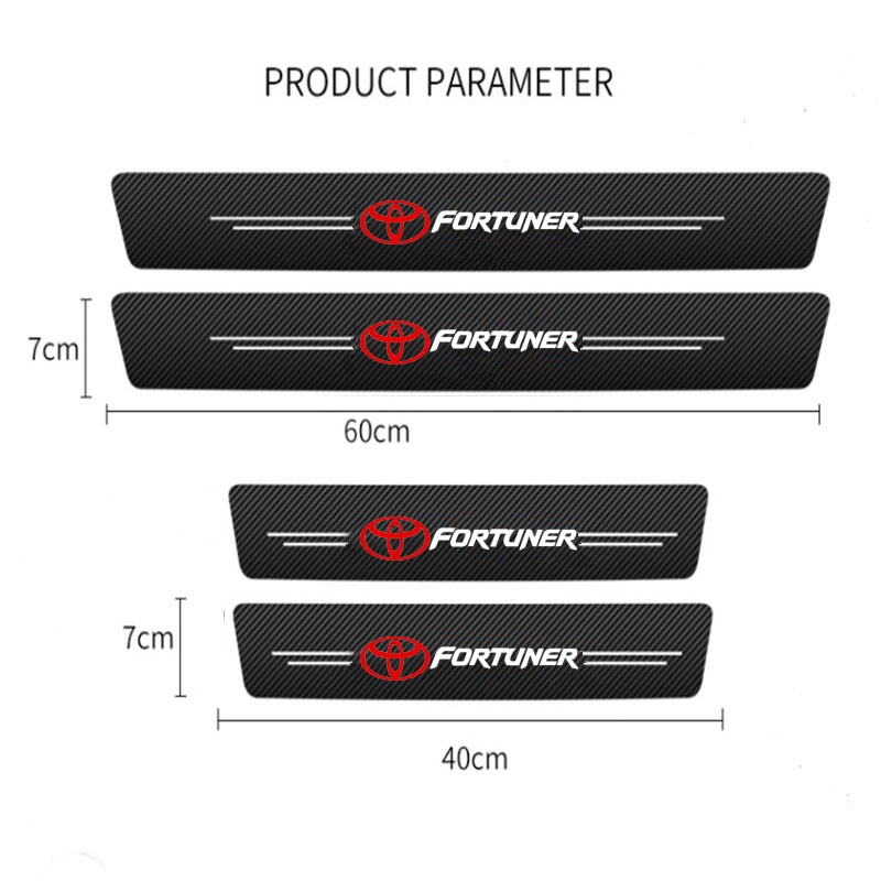 Stiker Pelindung Pintu Mobil Bahan Kulit Serat Karbon Anti Gores Untuk Toyota Fortuner AN 50 / 60 AN150 AN160 Legender GR