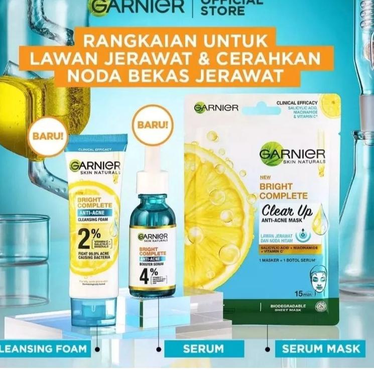 Segera Miliki Paket ISI 2  Garnier Bright Complete 3 in 1 Anti Acne 90 ml + Serum Garnier Anti Acne 