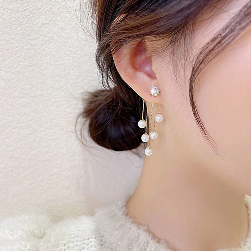 Fancyqube Fancycube Anting Rumbai Mutiara Zircon Gaya Korea