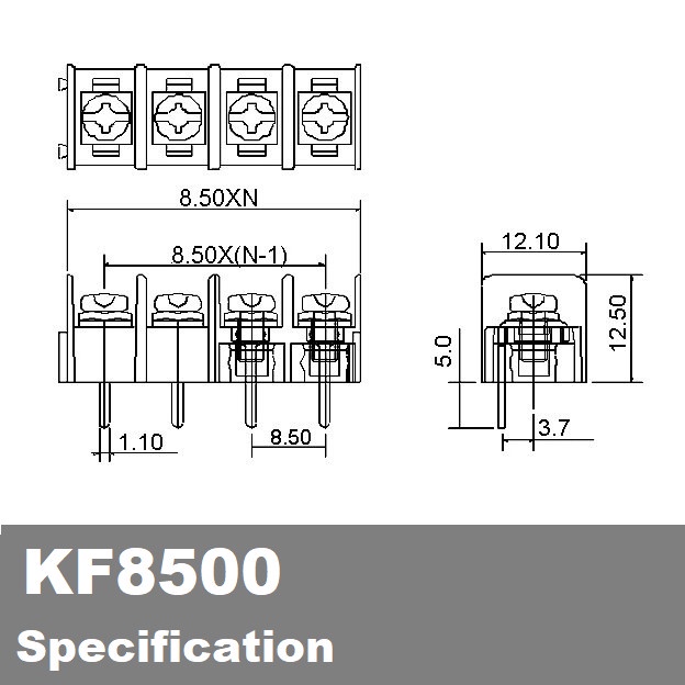 PCB Terminal Blok 2/3/4 Pin Pole Block Pitch 8.5mm KF8500 Connector