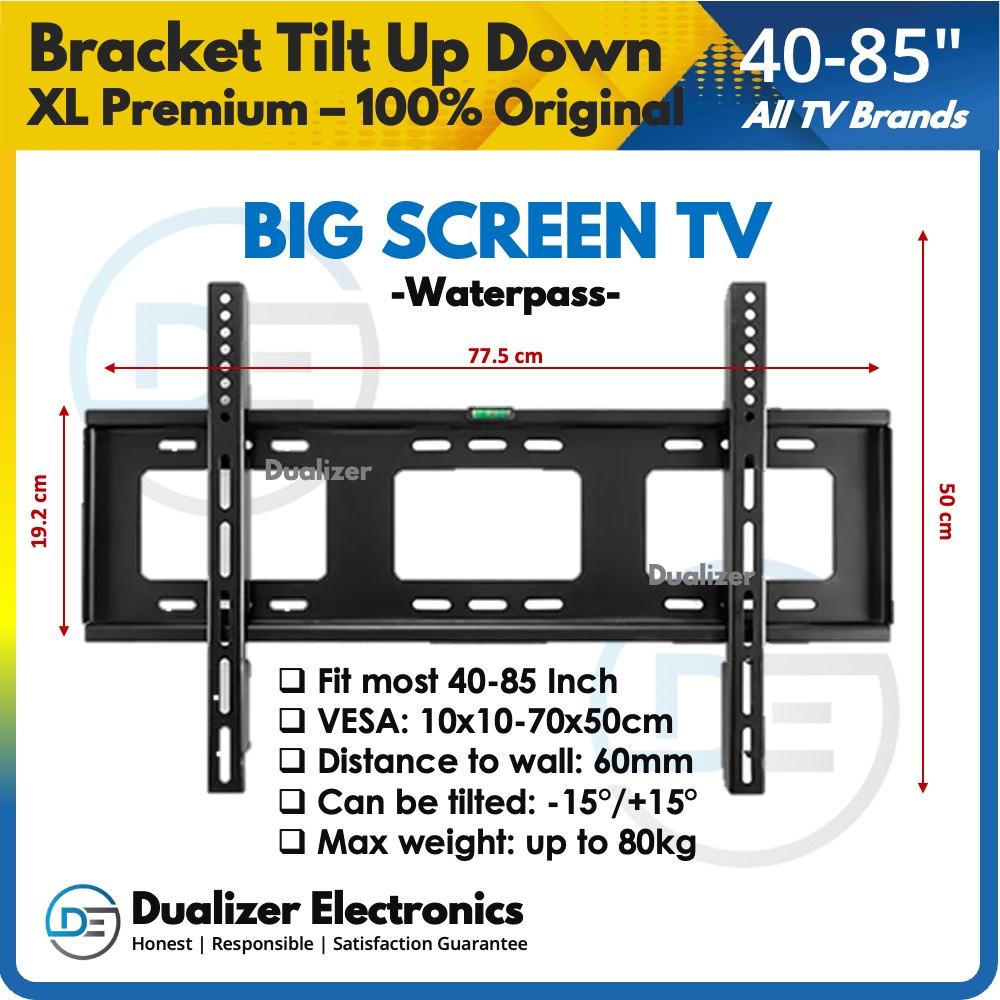 Bracket TV Plasma Curved UHD 4K-8K 80 75 70 65 60 55 50 Inch Universal Tilt Up-Down Heavy Duty BIG SIZE TV