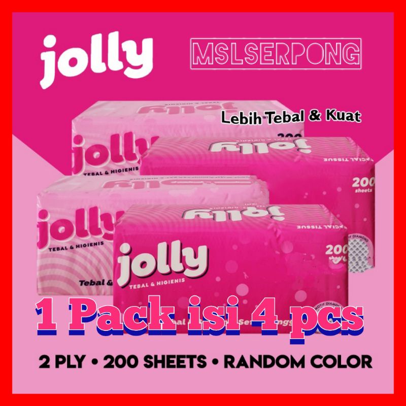 TISSU WAJAH JOLLY BY PASEO 200 SHEET DAPAT 4 PACK / TISSU FACIAL / TISSU