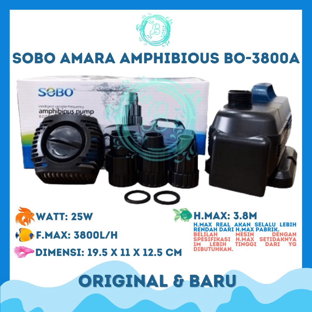 Sobo BO 3800A Amphibious Water Pump Pompa Darat & Celup Kolam BO-3800 A