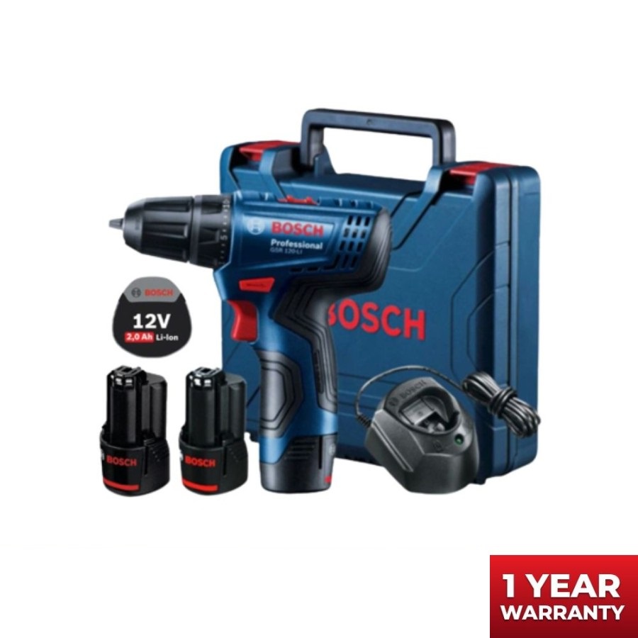 BOSCH GSR 120 Bor Besi Cordless 12V - 2 Baterai