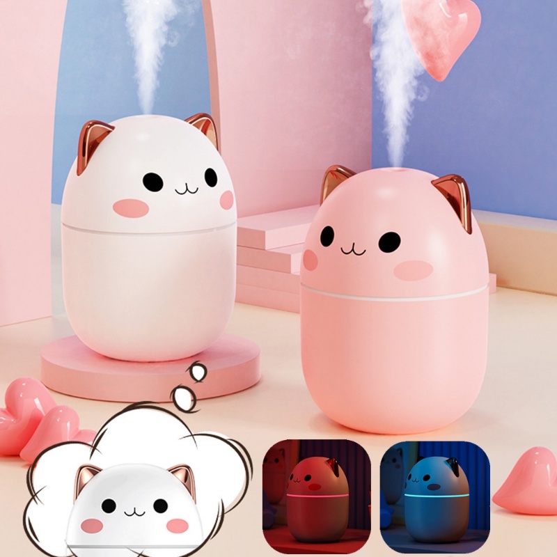 Humidifier Pelembab Udara Mini Kapasitas 250ml Dengan Lampu Malam LED Dan Dua Mode