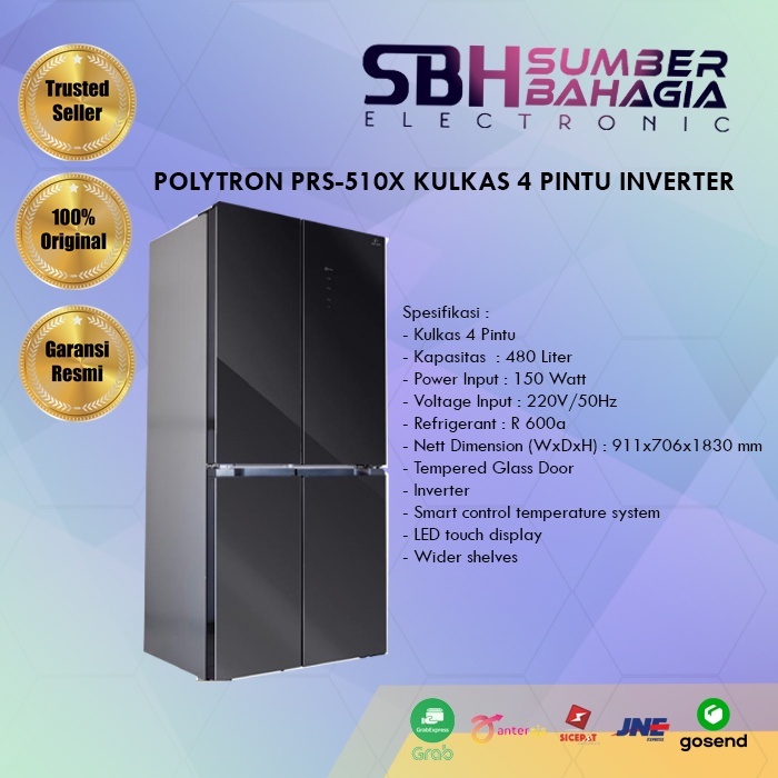 POLYTRON PRS-510X KULKAS 4 PINTU INVERTER (NEW) (KHUSUS BANDUNG)