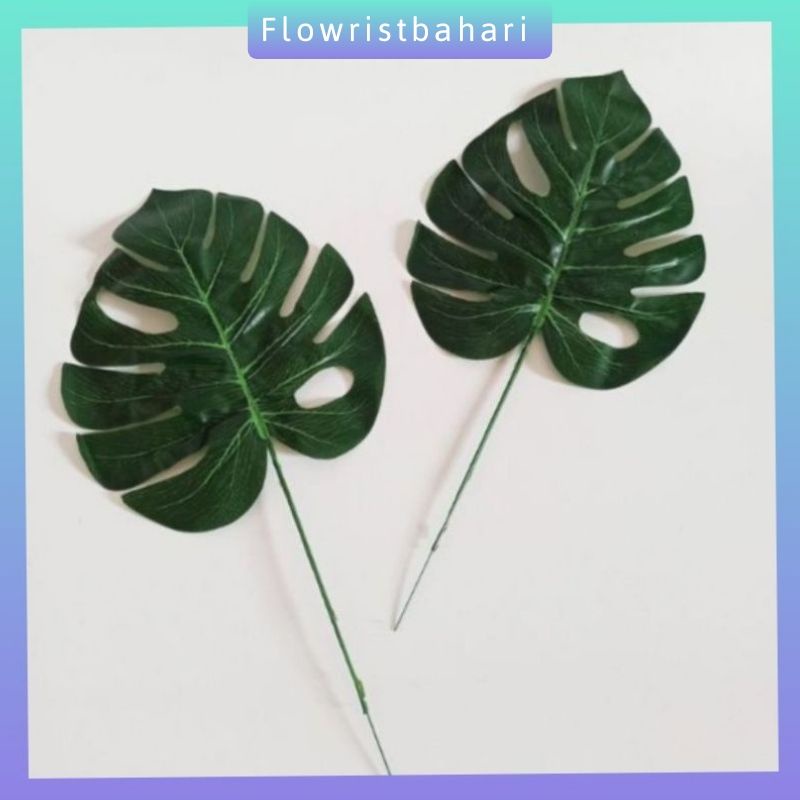 Daun Monstera hias artificial / daun hias plastik dekorasi artificial 1 Lusin
