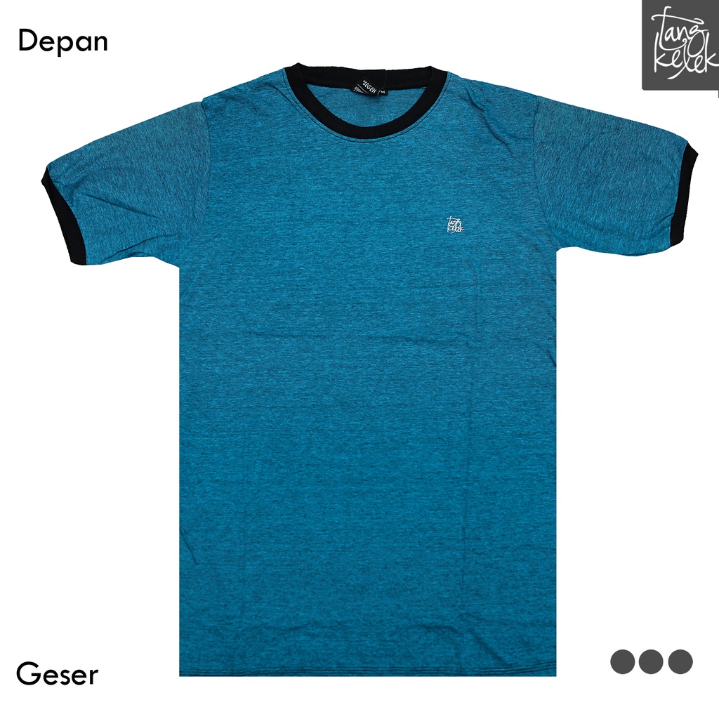 Tangkelek Baju Kaos Tangkelek Petak Kombinasi Warna Biru Tosca