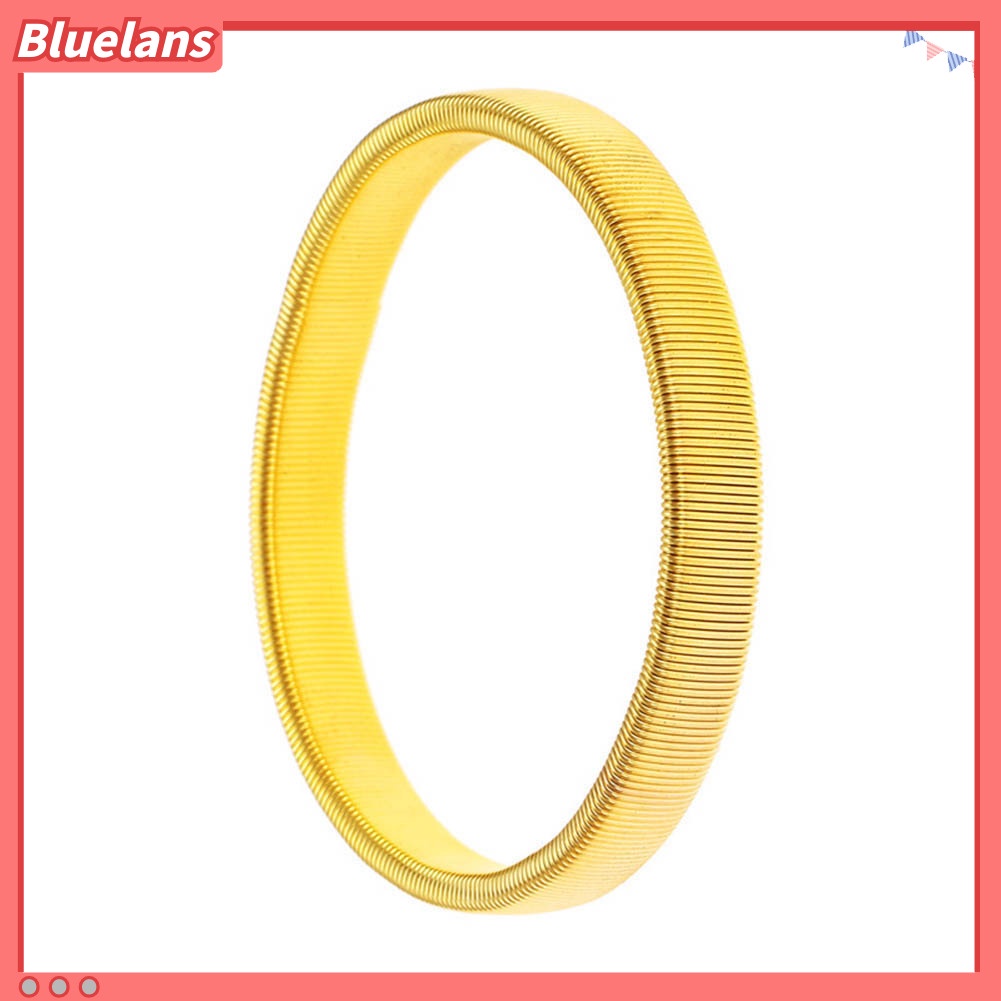 [bluelans]Simple Men Spring Cuff Bartender Bangle Elastic Wristband Ring Metal Bracelet