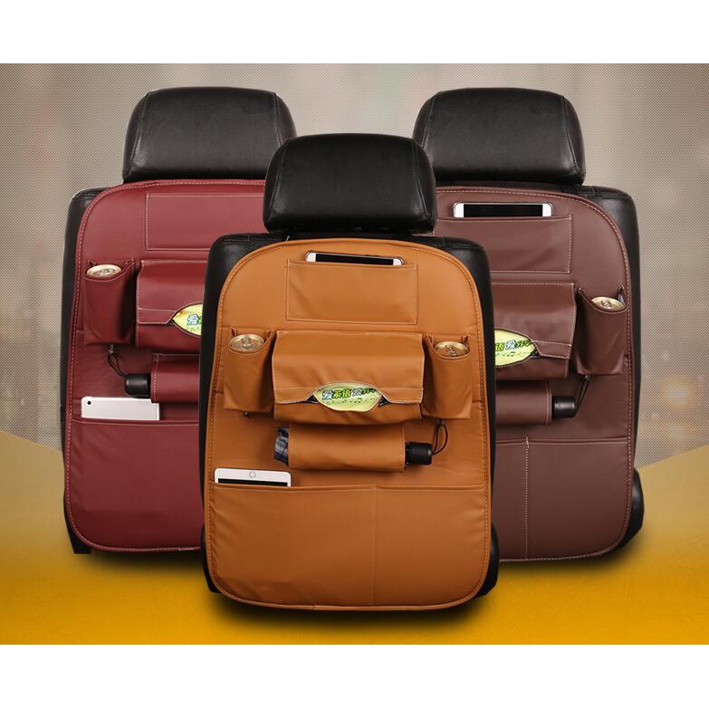 GS8 Organizer Tas Mobil Multifungsi bahan kulit gantungan kursi mobil Belakang Car Seat Organizer Jok Tissue HP Payung Kulit Polyster z-354 A92
