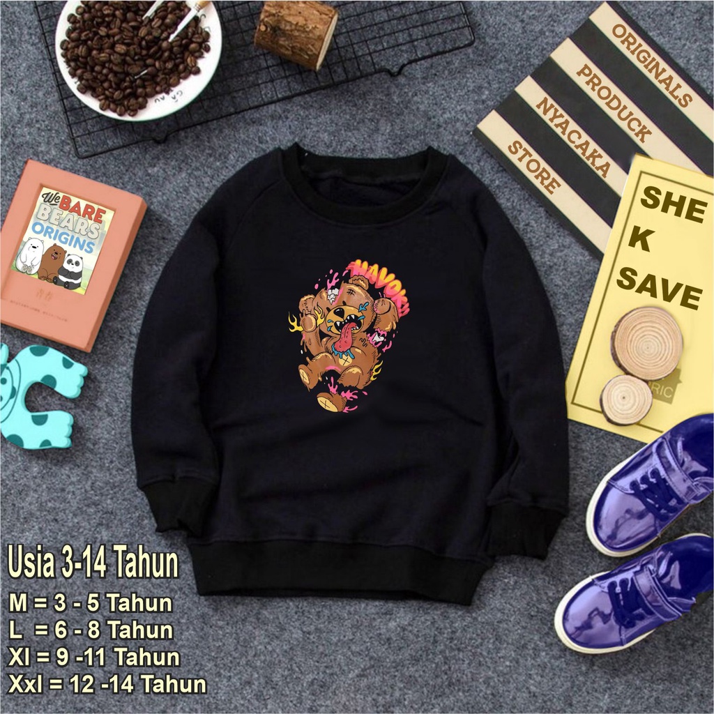 JAKET ANAK TERBARU-CREWNECK ANAK LAKI LAKI DAN PEREMPUAN UNTUK USIA 4-12 TAHUN-SWEATER CREWNECK NYACAKA GAMBAR DTF TERBARU DAN TERLARIS