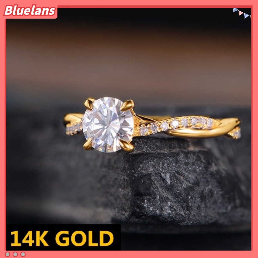 Bluelans Elegant Women Full Rhinestone Inlaid Cubic Zirconia Finger Ring Wedding Jewelry