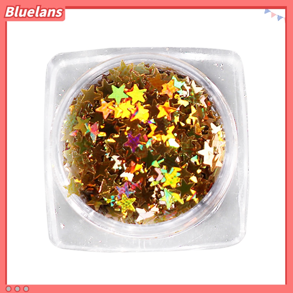 Bluelans 3mm Payet Bintang Warna Laser Untuk Dekorasi Nail Art DIY