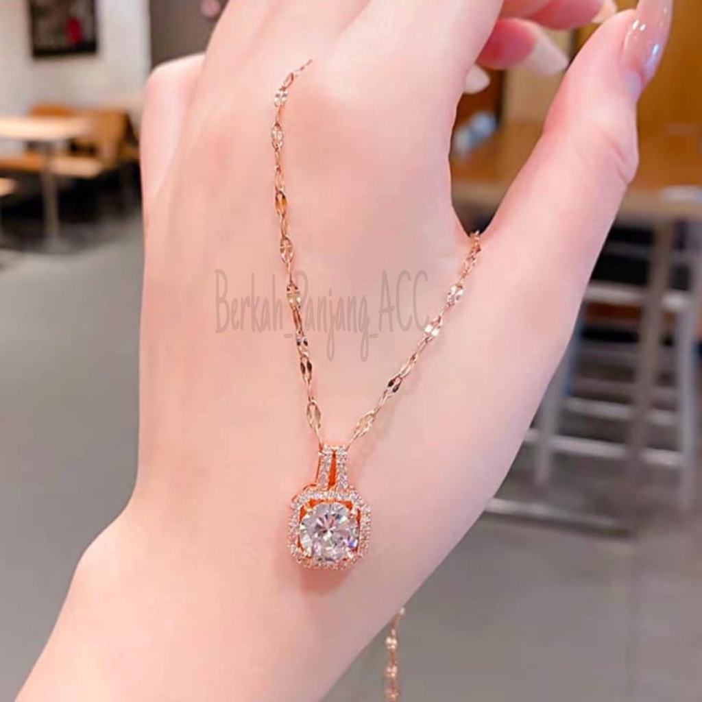 Kalung KOTAK FULL PERMATA ZIRCON Perhiasan super berkelas fashion korea anti karat dan anti luntur ini