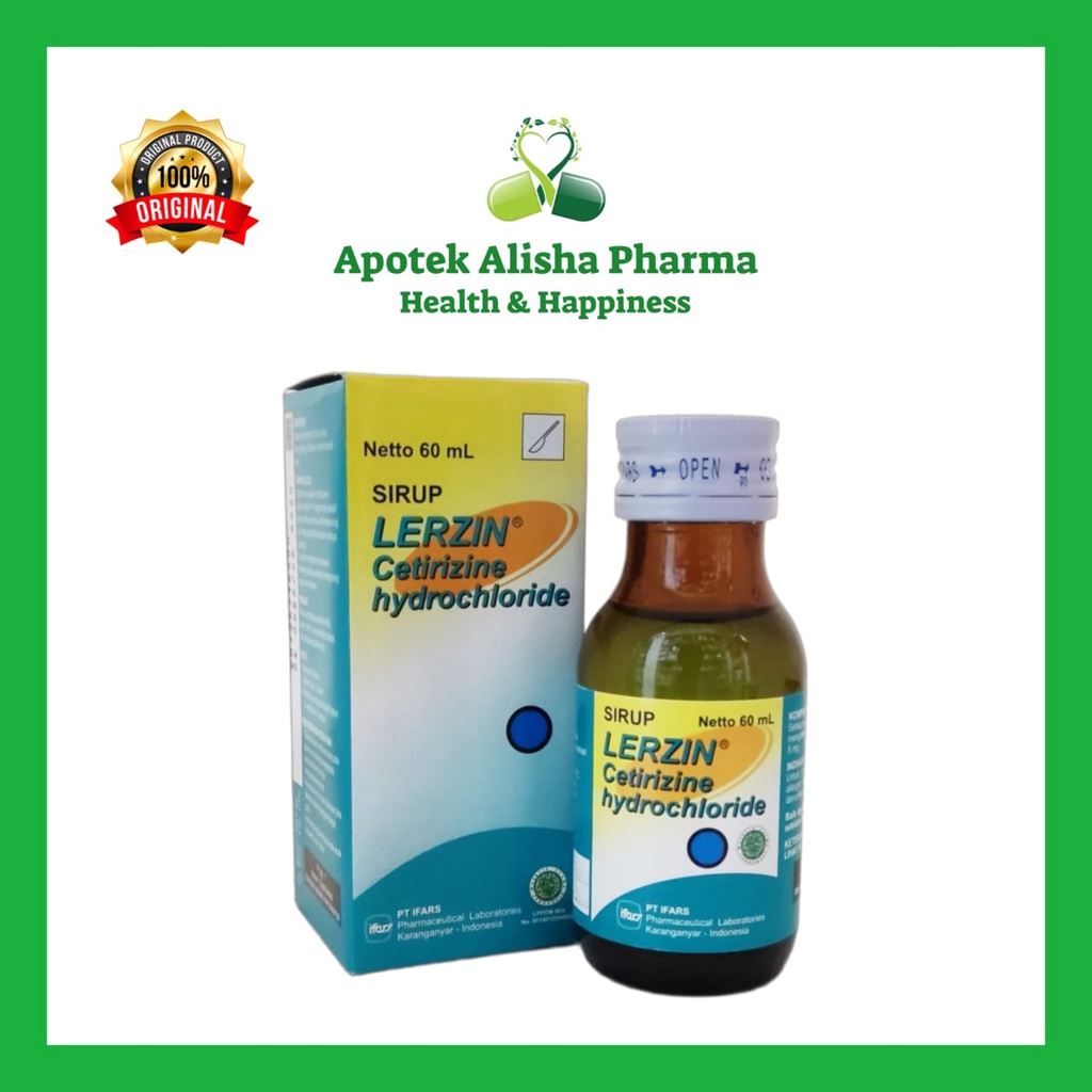 Lerzin Sirup 60ml - Lerzin Cetirizine Syrup Obat Alergi Gatal Biduran Kaligata Anak/ Lersin / Lerjin Sirup