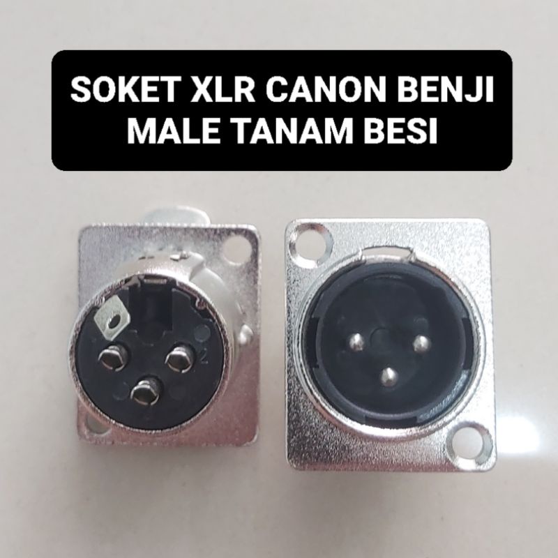 BENJI Soket Male XLR Canon Besi Jantan Tanam