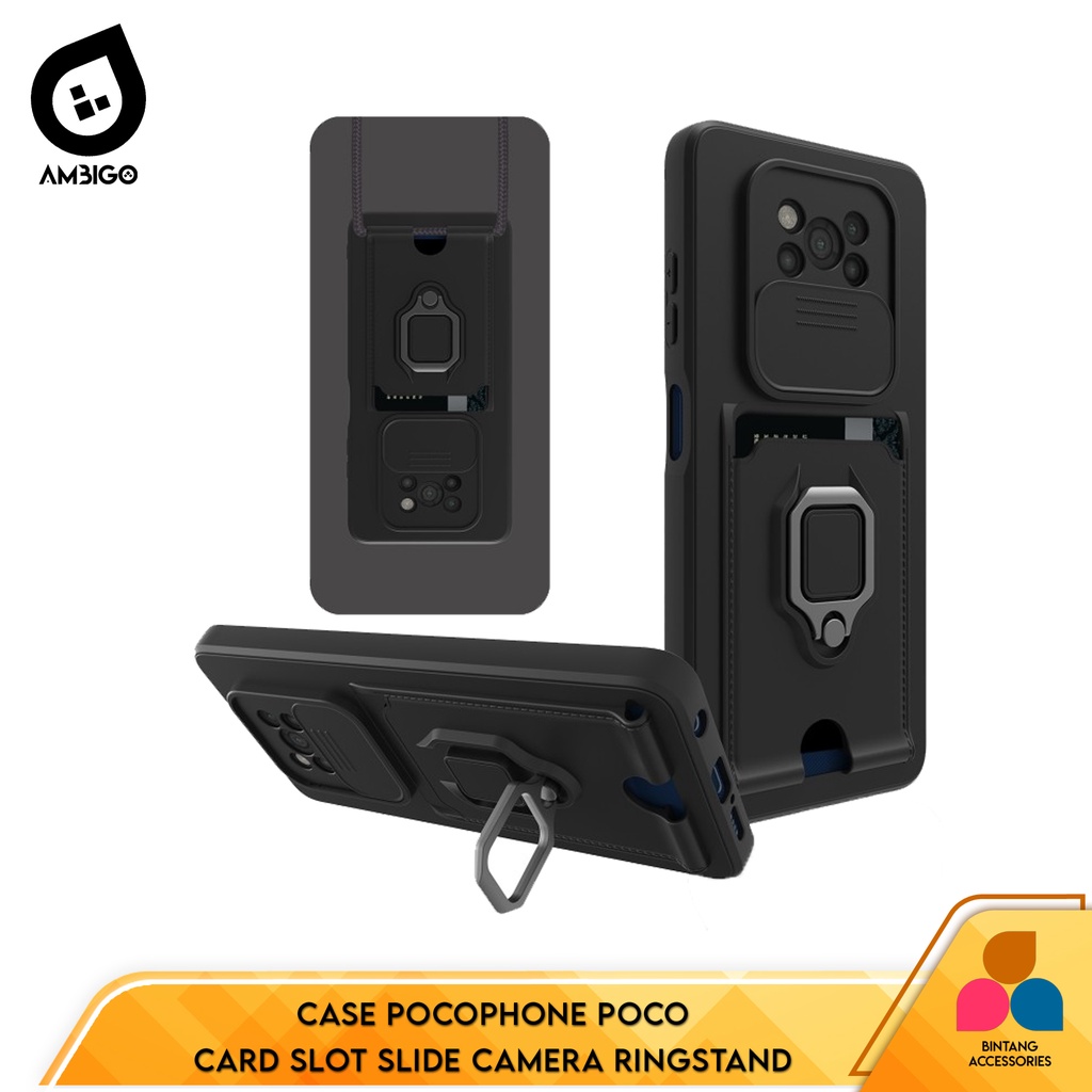 Case Poco M4 Pro 4G / X3 NFC / POCO X3 PRO Card Slot Slide Camera Ringstand