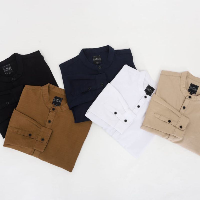 Kemeja Koko Pria Lengan Pendek Katun Linen Premium - Baju Koko Linen Basic Polos - Kemeja Koko Lengan Panjang - Baju Koko Hitam - Baju Koko Putih